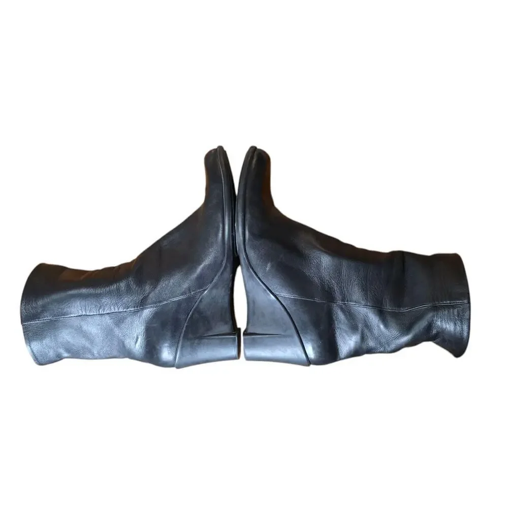 Arche woman’s black leather boots US 9 mid heel wedge - Picture 7 of 10